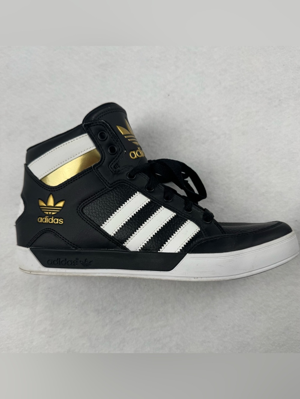 Adidas Originals Black White Gold High Top Sneakers Size 8.5 - Picture 4 of 9